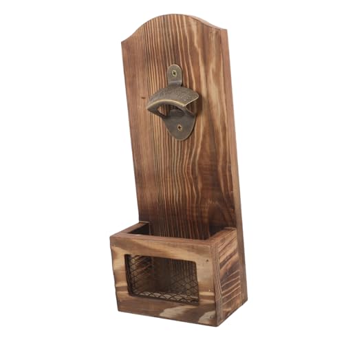 DONFAMDS Abridor De Botellas De Madera Retro Con Recogedor De Tapas, Herramienta Para Instalar En La Pared, Diseño De Barril De Cerveza, Ideal Para Bares Comerciales, Fiestas,