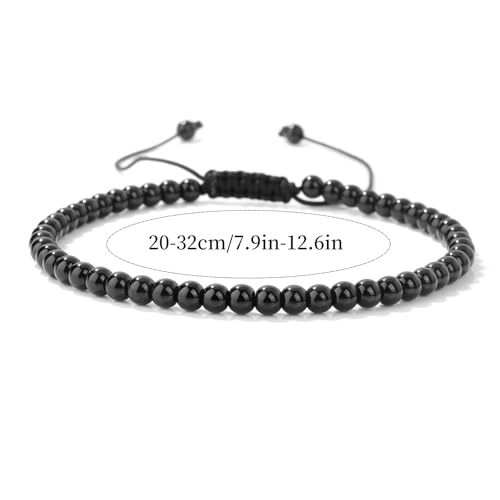 Lit Wall Adjustable Black Obsidian Anklets for Women - Boho Beach Style Waterproof Gemstone Jewelry Gift - Image 2