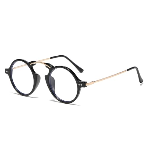 Lunettes de soleil Steampunk rondes noires et anti-lumière bleue