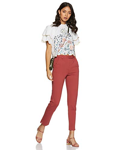 Image of Marks & Spencer Womens Solid Mid Rise Slim Fit Trouser