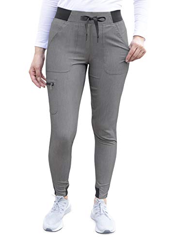 Adar Pro Heather Scrubs for Women - Ultimate Yoga Jogger Scrub Pants - P7104H - Heather Grey - S