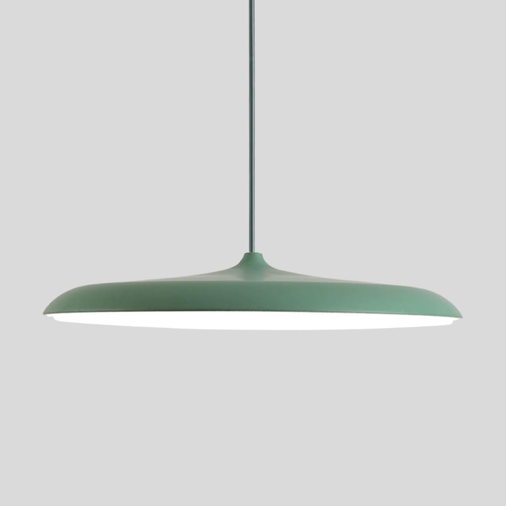 LYMSXAZOU Modern LED Pendant Light 15.7" Round Chandelier Hanging Lamp Ceiling Fixture Nordic for Kitchen Island Restaurant(Green)