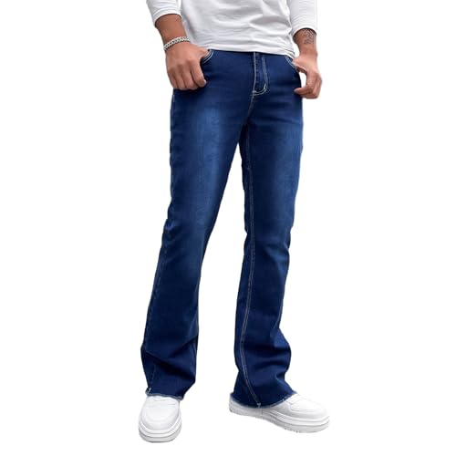 Men's Straight Leg Boot Cut Jeans Stretch Slim Fit Flared Jeans Light Wash Vintage Skinny Denim Pants