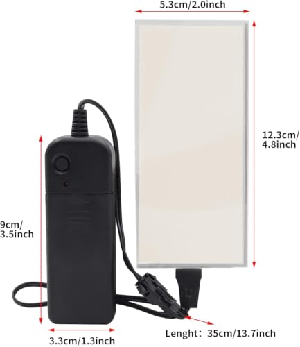 Image of jose2015 12X5CM Electroluminescent EL Panel Light Ice Blue,3V Flexible EL Panel Decorations Lights for Cosplay /Party /Decorate Light /Car /Advertising(with Battery Inverter)