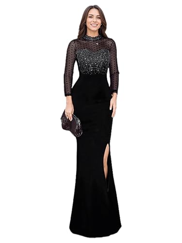 Image of Figdaw High Slit Sexy Evening Gowns Long Prom Dress for Women Formal Elegant