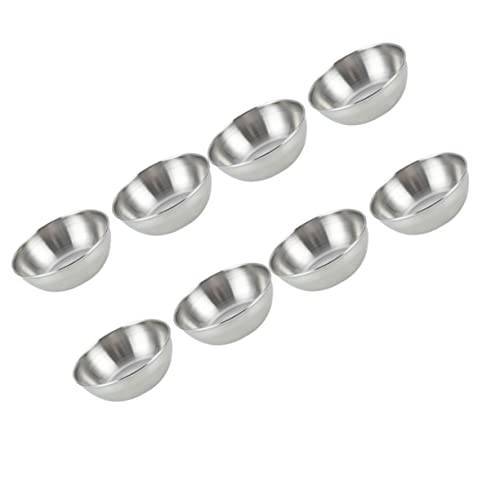 SOLUSTRE 8pcs Seasoning Dish Steel Saucers Appetizer Plates Soy Sauce Dishes for Sushi Dipping Bowls Condiment Dipping Sauce Dishes Round Flavor Dish Side Dish Serving Bowls Key Silver