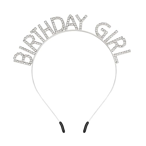 Vzxmka Birthday Headbands For Women Birthday Silver White Tiaras And Crowns For Women Girls Christmas Birthday Party Decorations Happy Birthday Princess Crown Rhinestone Happy Birthday Accessories Crown cover
