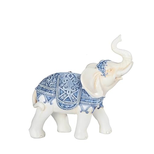 ICE ARMOR 6" H Blue and White Thai Elephant Statue Feng Shui Decoration Religious Figurine