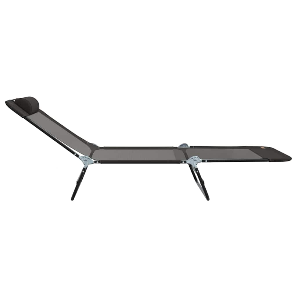 Składany leżak do opalania, czarny, 182 x 55 x 85,5 cm, tekstylenowy leżak ogrodowy na taras, basen, plażę, balkon, kemping, regulowane oparcie