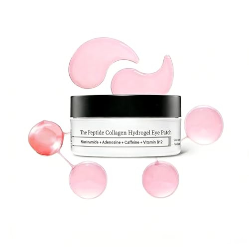 YLtremker Pink Peptide Collagen Hydrogel Eye Patches, Korean Under Eye Masks for Dark Circles, Puffy Eyes, Eye Bags, Wrinkles & Fine Lines, Firming Depuffing Eye Skin Care, 60 Patches