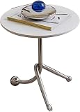 GEBYUI ホーム＆キッチン/家具/リビング家具 コーヒーテーブル：ペデスタルテーブル型｜天然櫻桃木無垢材桌面・ステンレス製脚、北欧レトロ風小巧丸テーブル、リビング/ベランダ/カフェ共用
