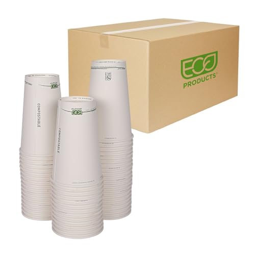 ECO PRODUCTS Compostable Disposable GreenStripe 16oz Coffee Cups,...