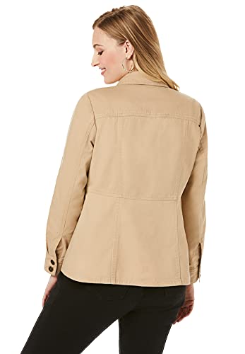 Jessica London Women\'s Plus Size Peplum Denim Jacket Feminine Jean Jacket - 24 W, White