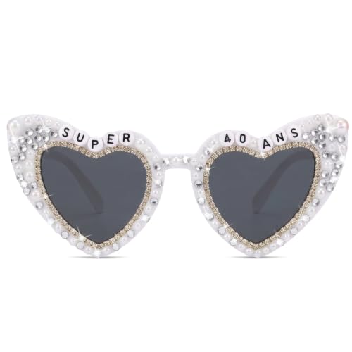 Tbay Lunettes Anniversaire 40 Ans Femme, Super 40 Ans Lunettes de Fête, Accessoire Photo pour Anniversaire 40ème Anniversaire