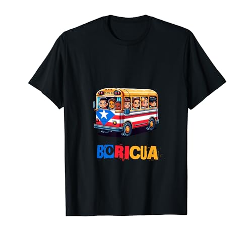 Boricua Kids Bus Puerto Rico Flag Hispanic Heritage Month Camiseta