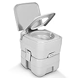 YITAHOME Portable Toilet, Camping Toilet, Travel RV Toilet, 5.3 Gallon Detachable Waste Tank, Double Water Spouts for Camping, Hiking, Hunting, Boating, Gray