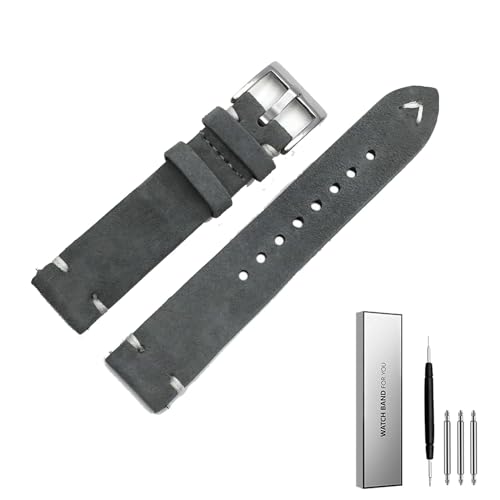 Band de montre à main vintage 18mm 24mm en cuir véritable pour homme et femme