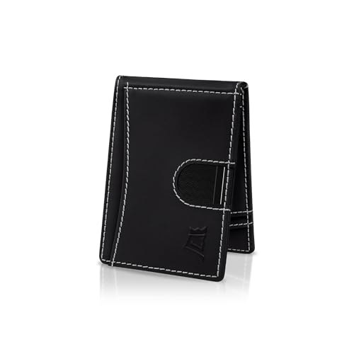 Image of Kings Loot Money Clip Slim Minimalist Wallet for Men - RFID Blocking Leather Design with Money Clip - Front Pocket Bifold Holds 12 Cards - Stylish & Compact Wallets (Onyx Black)