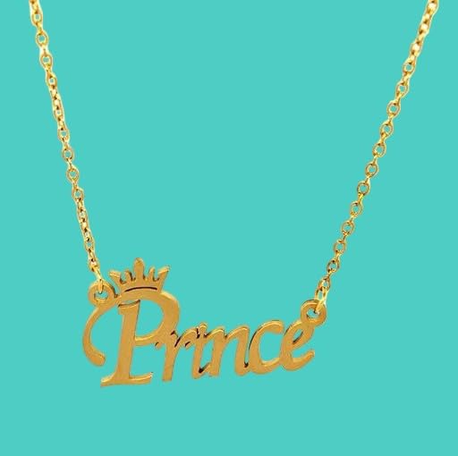 Image of Valentine Prince Letter Locket Necklace for Men & Women | Gold Plated Stainless Steel Pendant Chain Jewellery