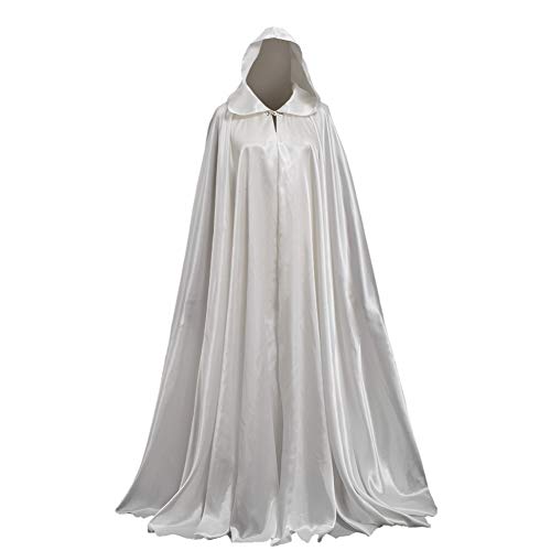 GRACEART Médiévale Cape à Capuche Poncho avec Capuchon Longue Adulte Déguisement Costume Halloween (Ivoire)