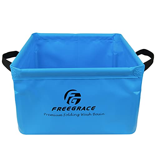 Freegrace Folding Wash Basin - Premium Collapsible Water Sink Container - Lightweight & Durable - Wash Dishes Everywhere - Suitable For Camping & Outdoor Activities (Blue) #TOP10