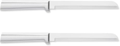 RADA Cuchillo de pan de acero inoxidable con hoja dentada con aluminio 6 pulgadas paquete de 2
