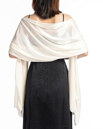 Atxnn Damen Schal Seide Satin Stola Elegante Halstuch für Abendkleid...