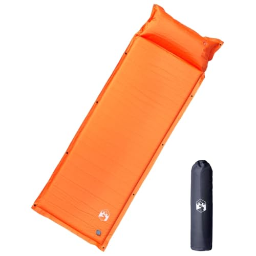 LLEZKBR Furniture Select-SSelf - Colchón inflable para camping con almohada, 1 persona, color naranja