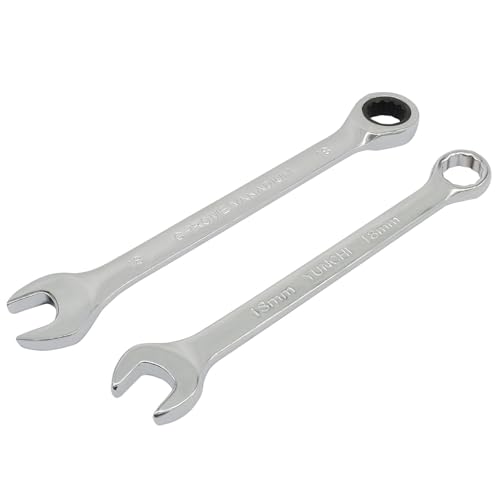 Image of Cjueiom 2 Pcs 18mm Ratcheting Wrench Set, Metric Ratcheting Combination Wrench with 12-Point Design & 72-Tooth Ratchet, Chrome Plated Spanner for Easy Access in Tight Spaces and Industrial Projects