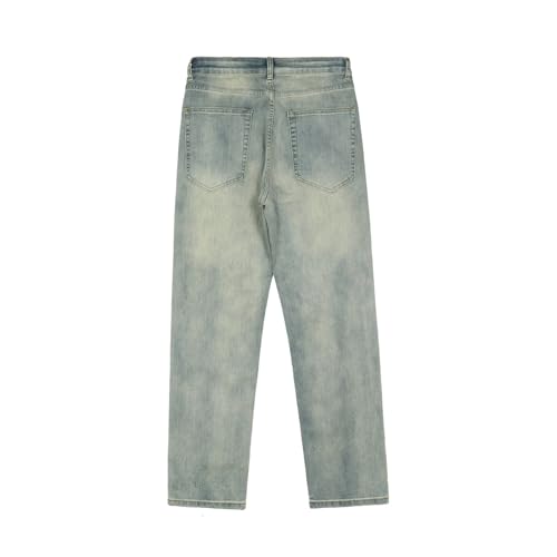 Jeans Pants Trousers Denim Street Trendy Niche Straight Tube Loose Washed Blue Retro Casual Commuting for Men4
