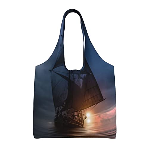 Sac en toile nautique voilier Debou noir réutilisable taille unique