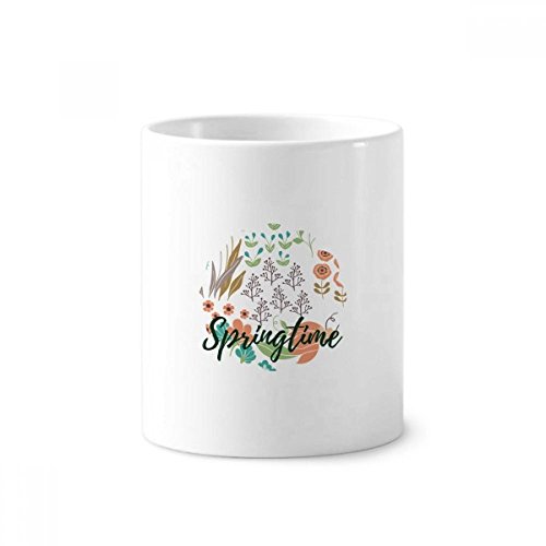 Gobelet en céramique porte-brosse à dents fleur orange tasse blanche de 350ml