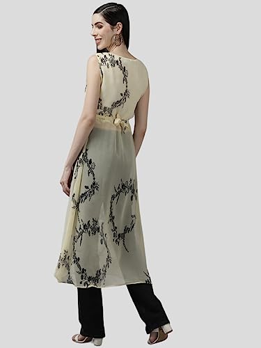 Image of Aarika Womens Lemon Color Georgette Embroidery Top