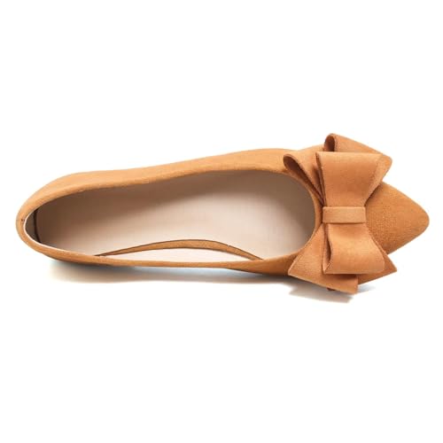 Image of WENJIAZHIZHI Square Toe Bow Ballet Slip-On | Classic Suede Finish,Chic Bow Detail,Effortless Everyday Style,Wedding Party Office,Plus Size Available