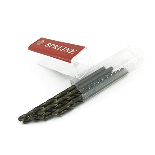 SPKLINE 10 Pcs High Speed Steel 1/8 Inch Cobalt Drill Bit Set 3.2mm (1/8