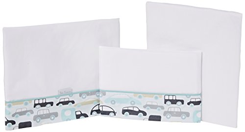 Petit Lazzari cucos - Juego de 3 sábanas para capazo, cuco o moisés, 35x75 cm, color verde agua Cover