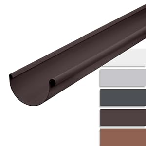 INEFA Dachrinne Kunststoff halbrund 200cm NW100 / 100mm, Dunkelbraun, Regenrinnen PVC, einfache Steckmontage, Made in Germany