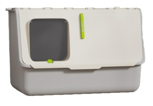 特大猫用トイレ オープン 大型猫 多頭飼い 本体 簡単掃除 清潔 飛び散り防止 一体型猫用トイレ 特大 完全密閉 防臭 猫用排泄物トレイ 飛び散り防止 上部エントリー 子猫用特大猫用トイレ (ホワイトグレー)