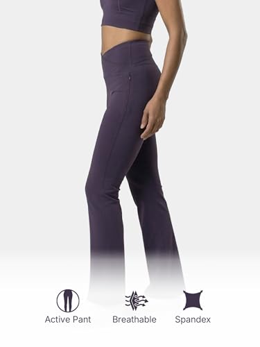 Image of Enamor High Rise Full Length Pull on Boot Cut Active Pant for Women - Relaxed Fit, Quick Dry, Antimicrobial - A402