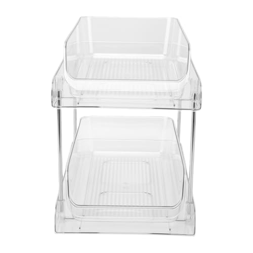 Organizador apilable multipropósito Jiawu para debajo del fregadero, ahorro de espacio para baño y cocina, material PET, set de 2 cestas de almacenamiento miniatura 1
