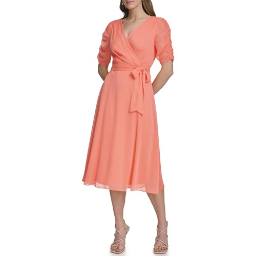 Image of DKNY Women's 3 /4 Sleeve Faux Wrap Dress