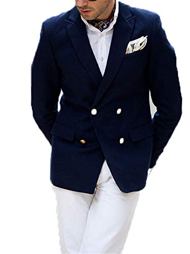 Men's Double Breasted Buttons Blazer Peak Lapel for Dinner Groom Coat2