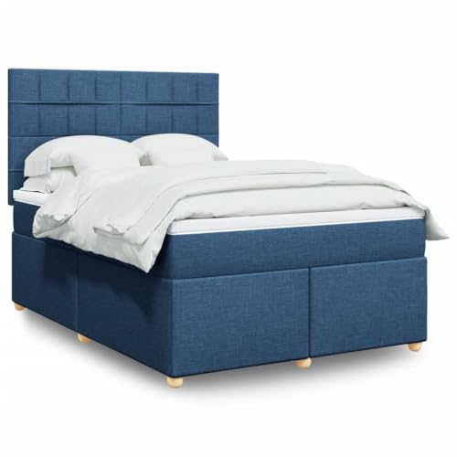 Juroupi Cama Box Spring con colchón Cama con colchon Bed Frame Estructura Cama Base Cama Tela Azul 160x200 cm - 3291337