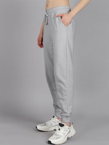Image of Vogaan Women's Cotton Blend Regular Fit Track Pants | Drawstring Waist Solid Joggers | Super Combed Casual Joggers for Running & Gym