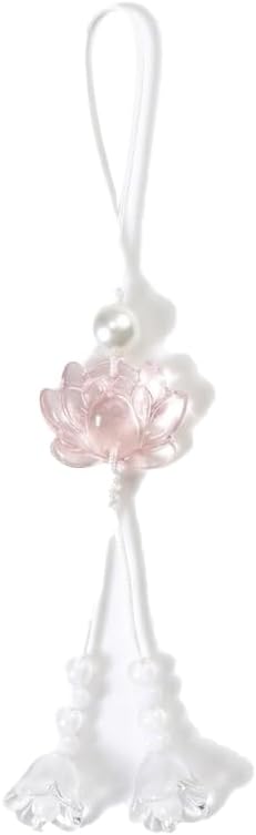 PUCAPOCO Cute Flower Phone Charm Lotus Flowers Pearl Beaded Camera Phone Strap Bag Charms Y2K Accessories