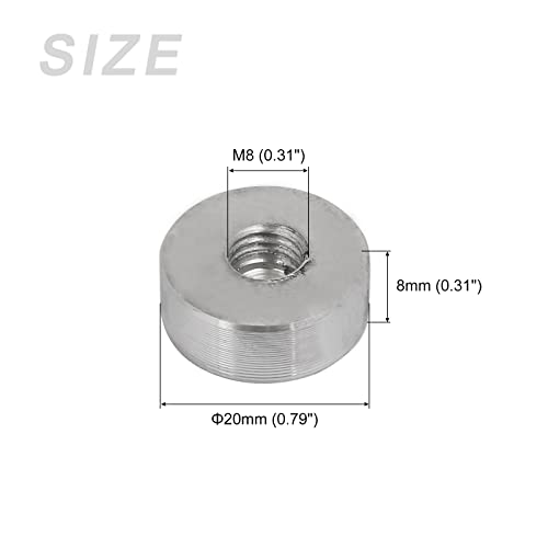 METALLIXITY Solide Aluminium Disque (M8x20mmx8mm) 4pcs, Verre Table Haut Adaptateur Aluminium Cercle Disque - pour Thé Bar, et Autre Verre Meuble Accessoires – Image 3