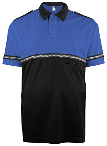 First Class Two Tone Bike Patrol Shirt with Zipper Pocket and Hash Stripes (Royal Blue and Black, Large)