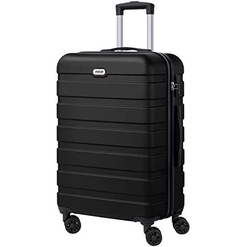Image of AnyZip Luggage PC ABS Hardside Lightweight Suitcase with 4 Universal Wheels TSA Lock 20 24 28 Inch, Black, 24 inch Checked-Medium