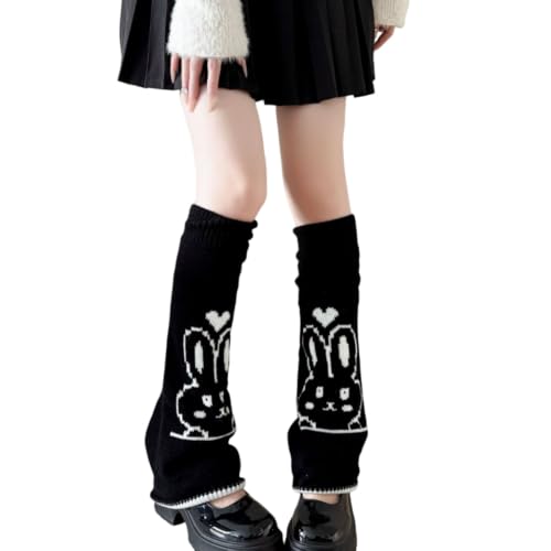 Image of WODECASA Girls Kawaii Leg Warmers Knitted Flared Leg Sleeves Goth Crochet Baggy Cuff Ankle Heap Socks