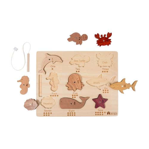 Magnetic Wooden Fishing Game for Toddlers 1-3, Montessori Puzzle Toy with Numbers, Preschool Educational Counting Toys for Kids 18+ Months, Learning Ocean Animals Fine Motor Skills - Image 4